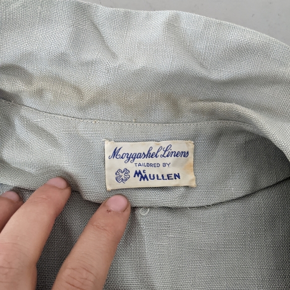 (12) vtg 1940s 1950s french grey blue linen day dress - Picture 6 of 6